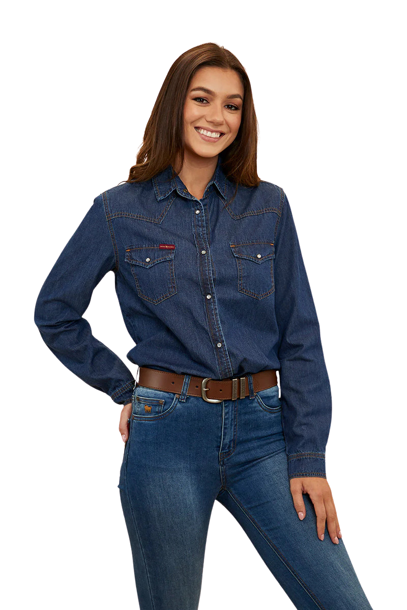 Ringers Western Womens Everleigh L/S Denim Shirt (223092RW) Classic Blue [SD]