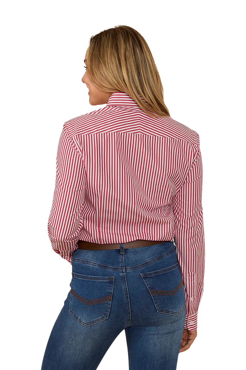 Ringers Western Womens Birdsville Semi Fitted L/S Stripe Shirt (217109007) Red [SD]