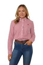Ringers Western Womens Birdsville Semi Fitted L/S Stripe Shirt (217109007) Red [SD]