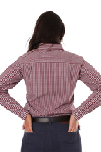 Ringers Western Womens Davidson Gingham Check L/S Dress Shirt (218109061) Burgundy [SD]