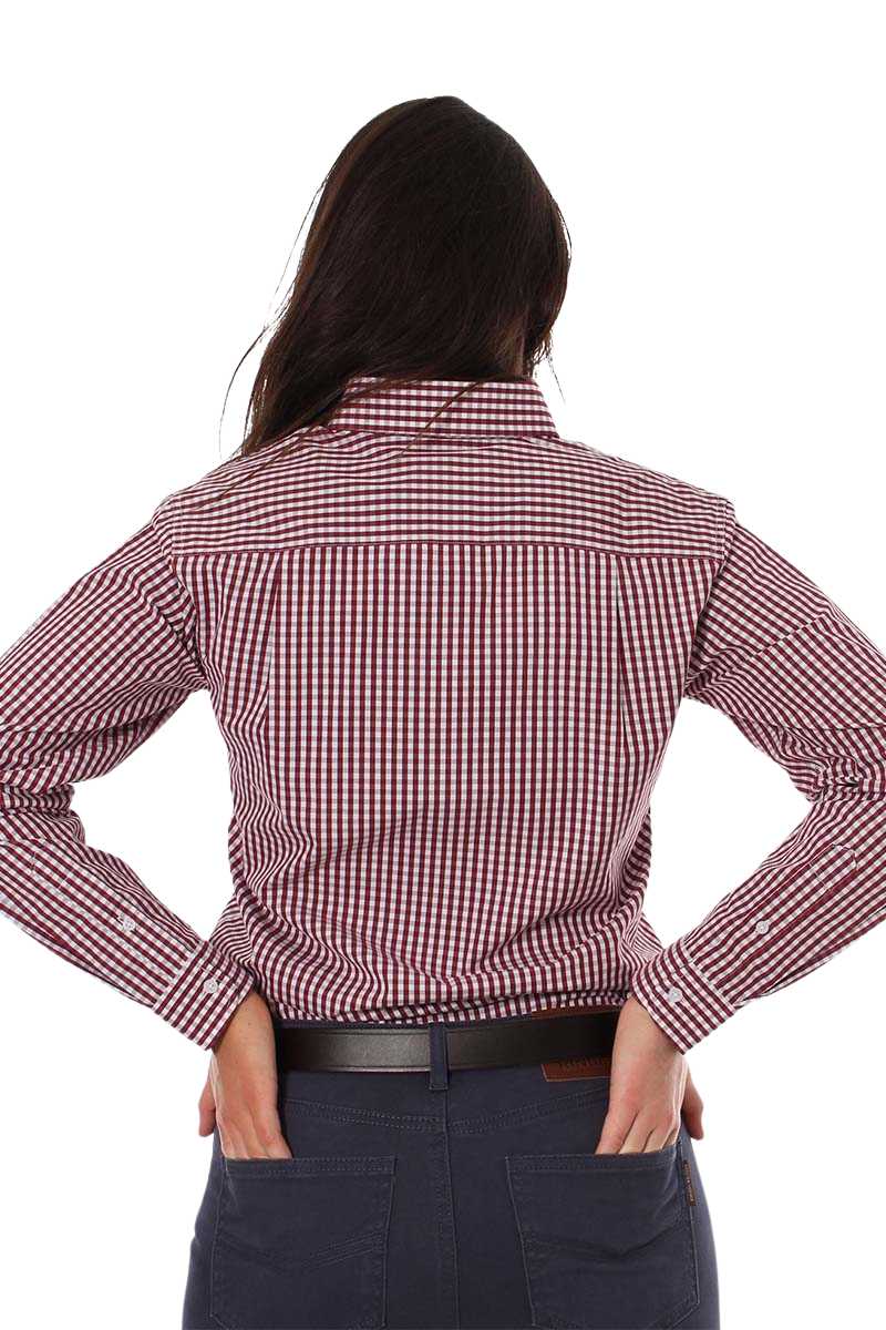 Ringers Western Womens Davidson Gingham Check L/S Dress Shirt (218109061) Burgundy [SD]