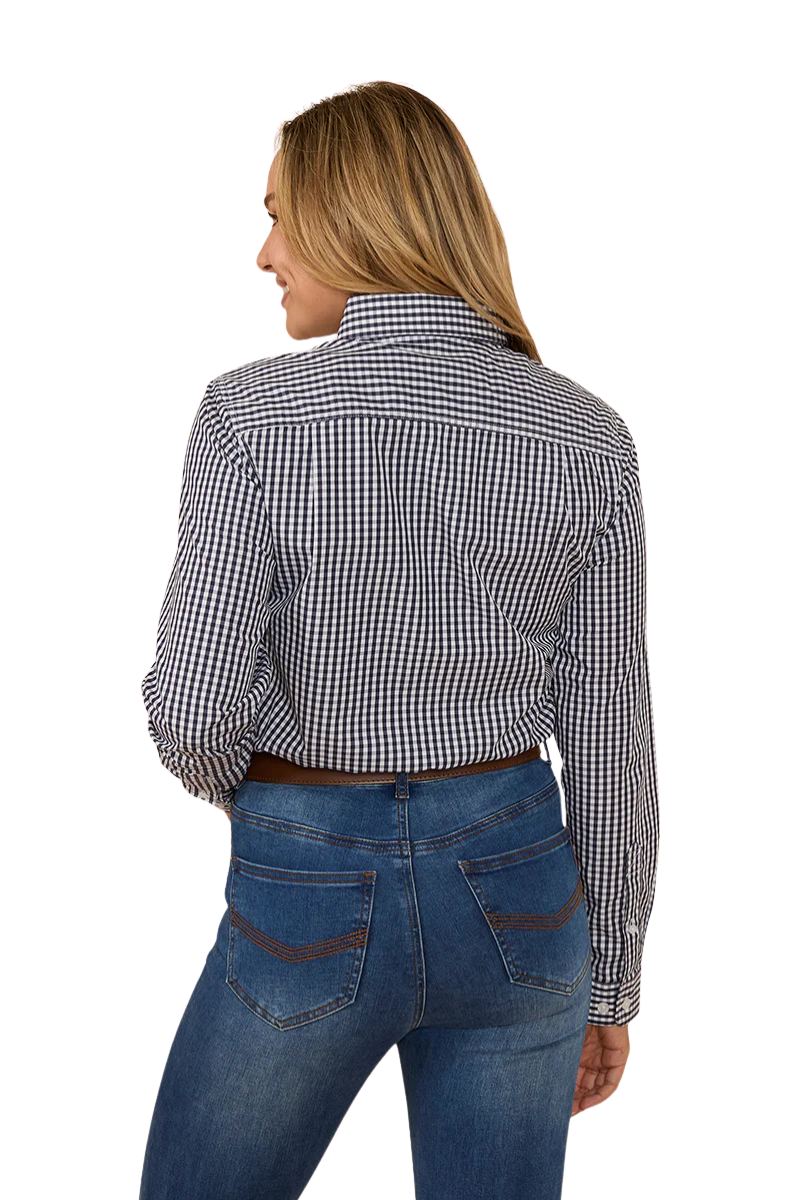 Ringers Western Womens Davidson Gingham Check L/S Dress Shirt (218109061) Navy [SD]