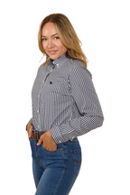 Ringers Western Womens Davidson Gingham Check L/S Dress Shirt (218109061) Navy [SD]