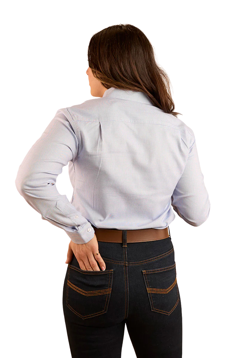 Ringers Western Womens Territory Micro Check L/S Dress Shirt (223101RW) White/Blue Check [SD]