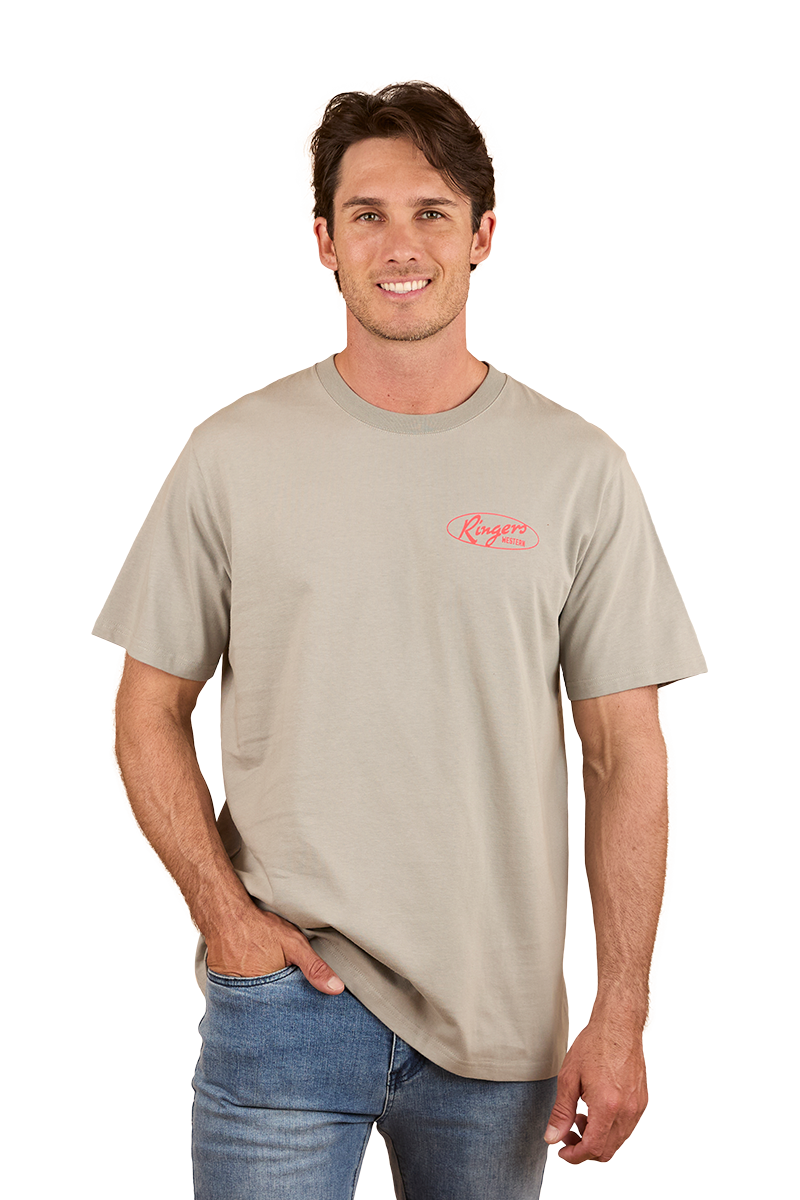 Ringers Western Mens Mud Sweat Beers Loose Fit S/S Tee (124068RW) Cement