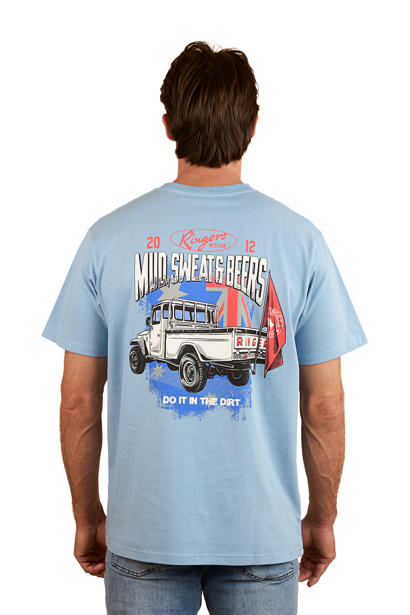 Ringers Western Mens Mud Sweat Beers Loose Fit S/S Tee (124068RW) Dusk