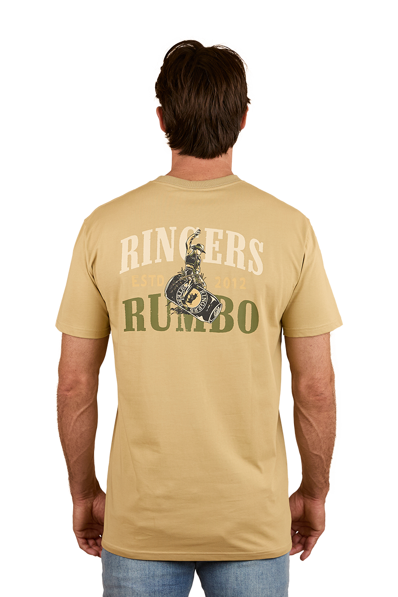 Ringers Western Mens Aint My First Rumbo Stock Fit S/S Tee (124096RW) Pale Olive