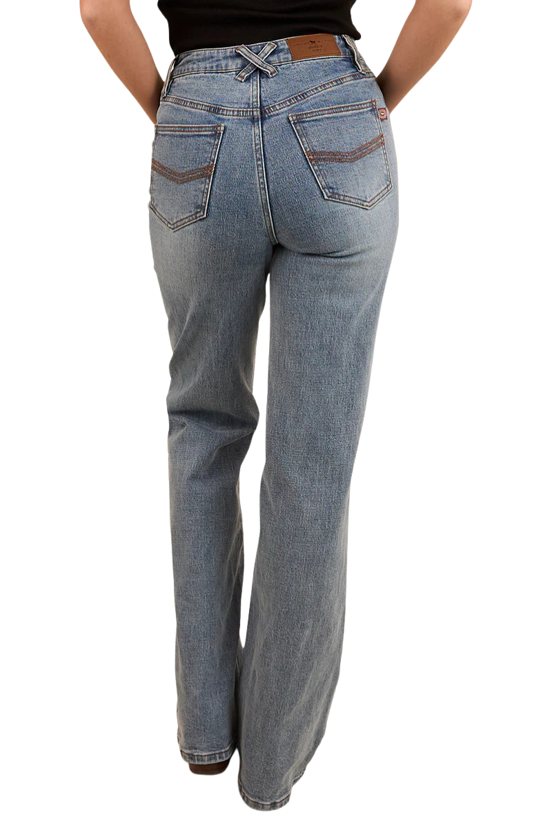 Ringers Western Womens Edith High Rise Bootleg Jeans (224098RW) Light Wash Blue