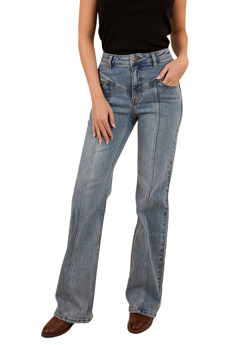 Ringers Western Womens Edith High Rise Bootleg Jeans (224098RW) Light Wash Blue