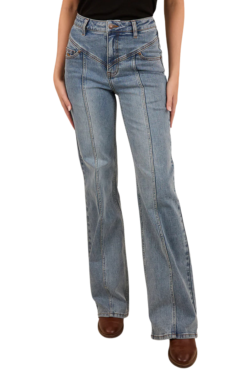 Ringers Western Womens Edith High Rise Bootleg Jeans (224098RW) Light Wash Blue