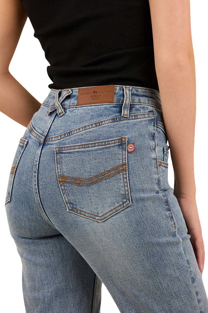Ringers Western Womens Edith High Rise Bootleg Jeans (224098RW) Light Wash Blue