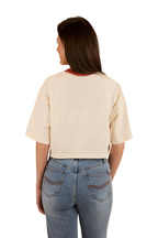 Ringers Western Womens Feeling Lucky Cropped Oversized S/S Tee (224069RW) Off White