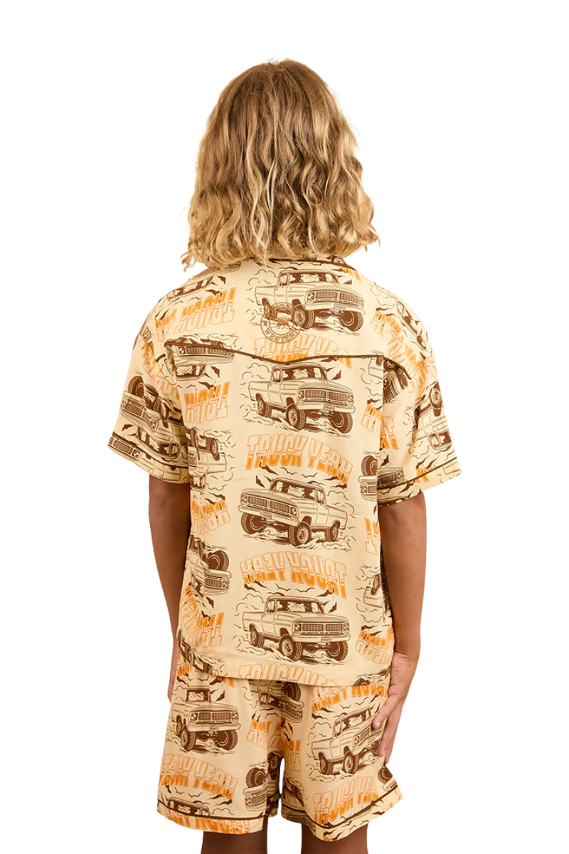 Ringers Western Childrens Truck Yeah Short Pyjama Set (324044RW) Dark Sand