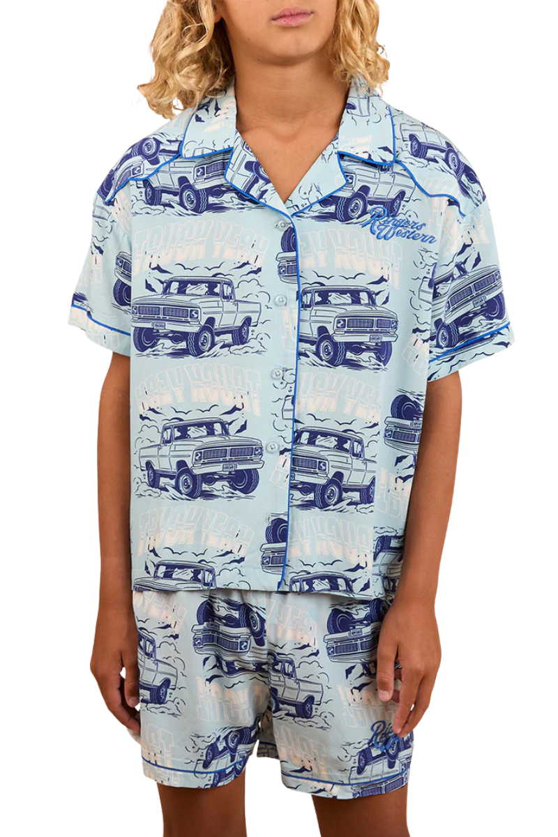 Ringers Western Childrens Truck Yeah Short Pyjama Set (324044RW) Light Blue