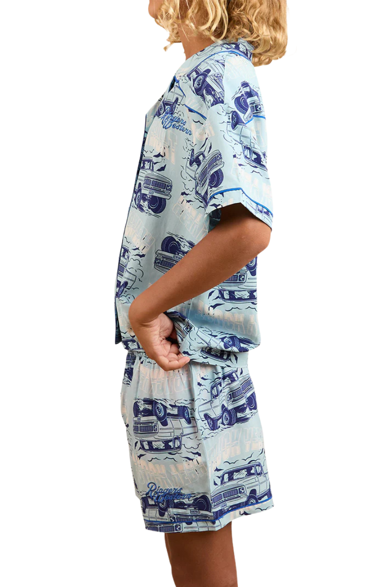 Ringers Western Childrens Truck Yeah Short Pyjama Set (324044RW) Light Blue