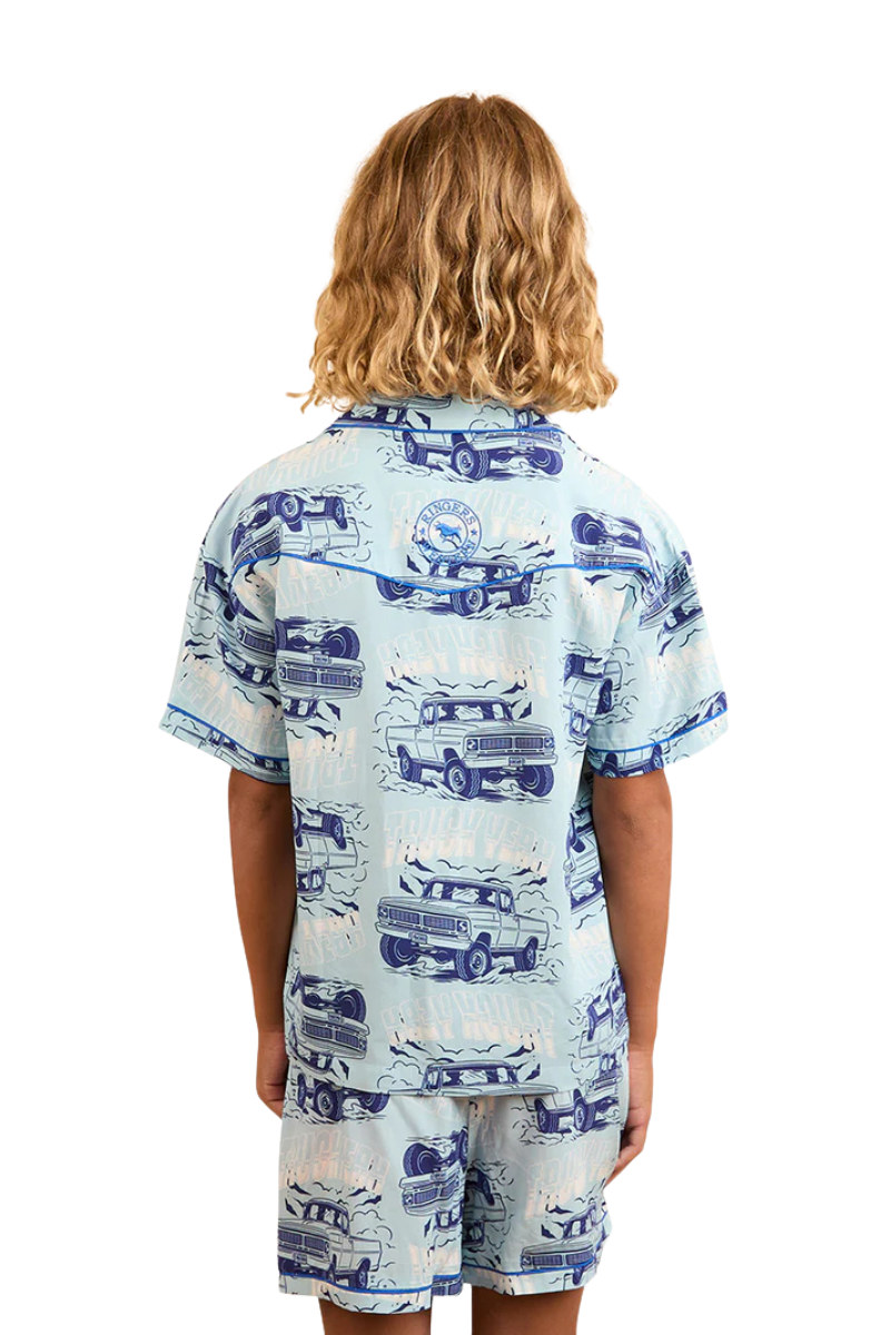 Ringers Western Childrens Truck Yeah Short Pyjama Set (324044RW) Light Blue