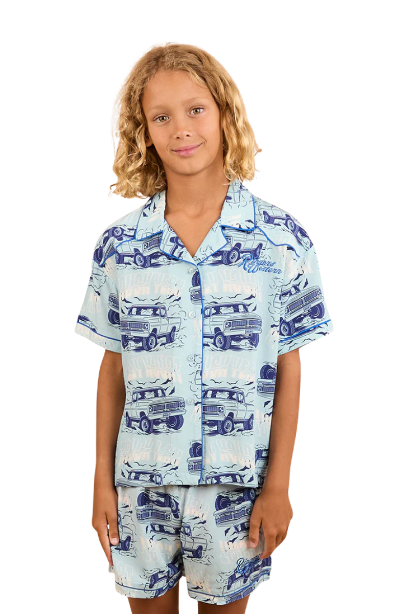 Ringers Western Childrens Truck Yeah Short Pyjama Set (324044RW) Light Blue