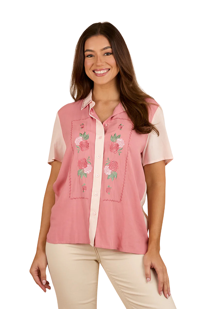 Ringers Western Womens Country Rose S/S Shirt (224082RW) Dusty Rose