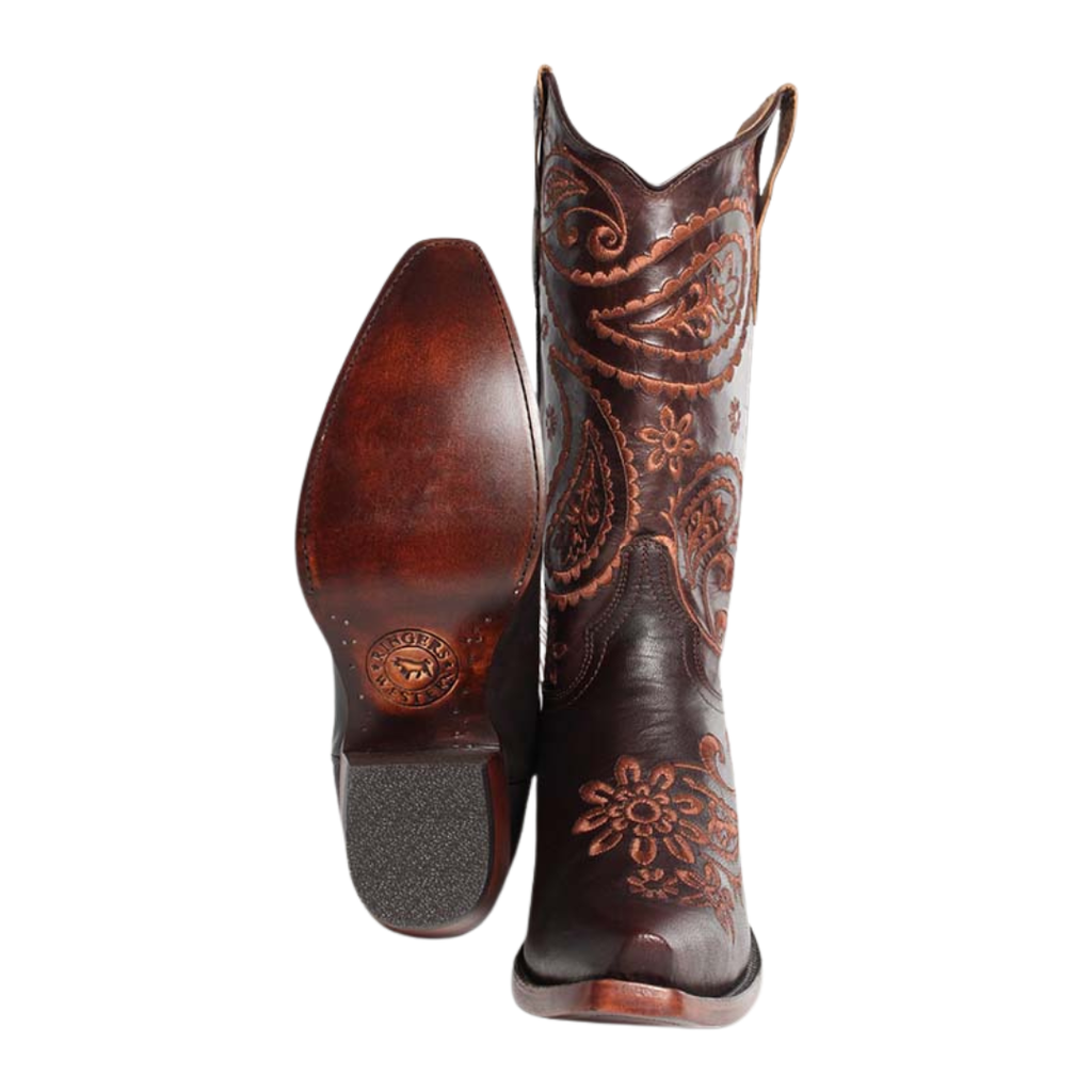 Ringers Western Womens Olivia Cuban Heel Western Boots (519250116) Coffee