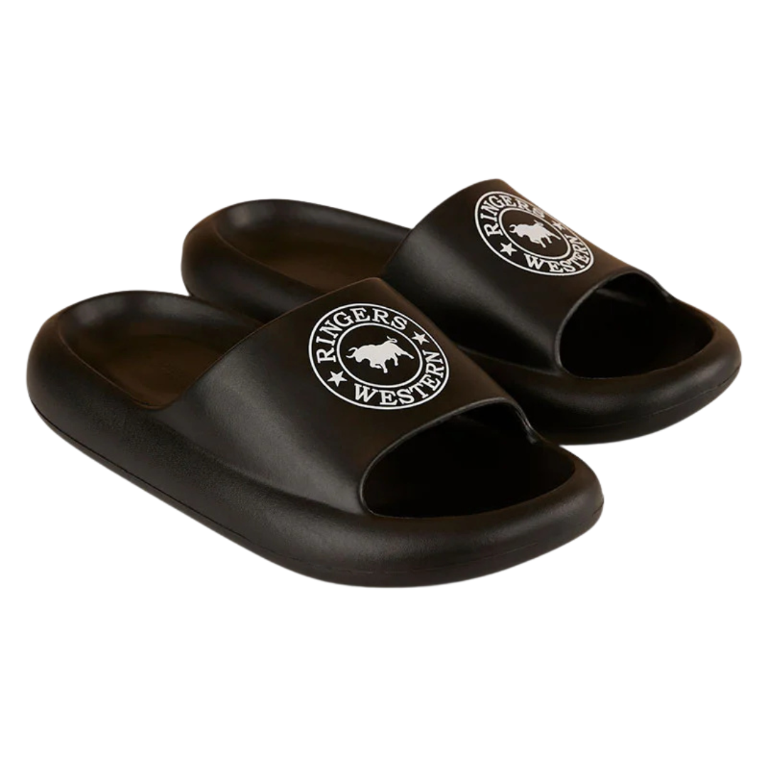 Ringers Western Unisex Freshy Sliders (125089RW) Black With White Print
