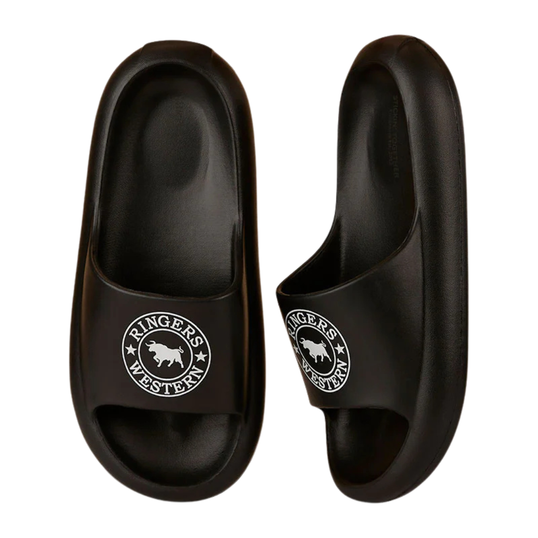 Ringers Western Unisex Freshy Sliders (125089RW) Black With White Print