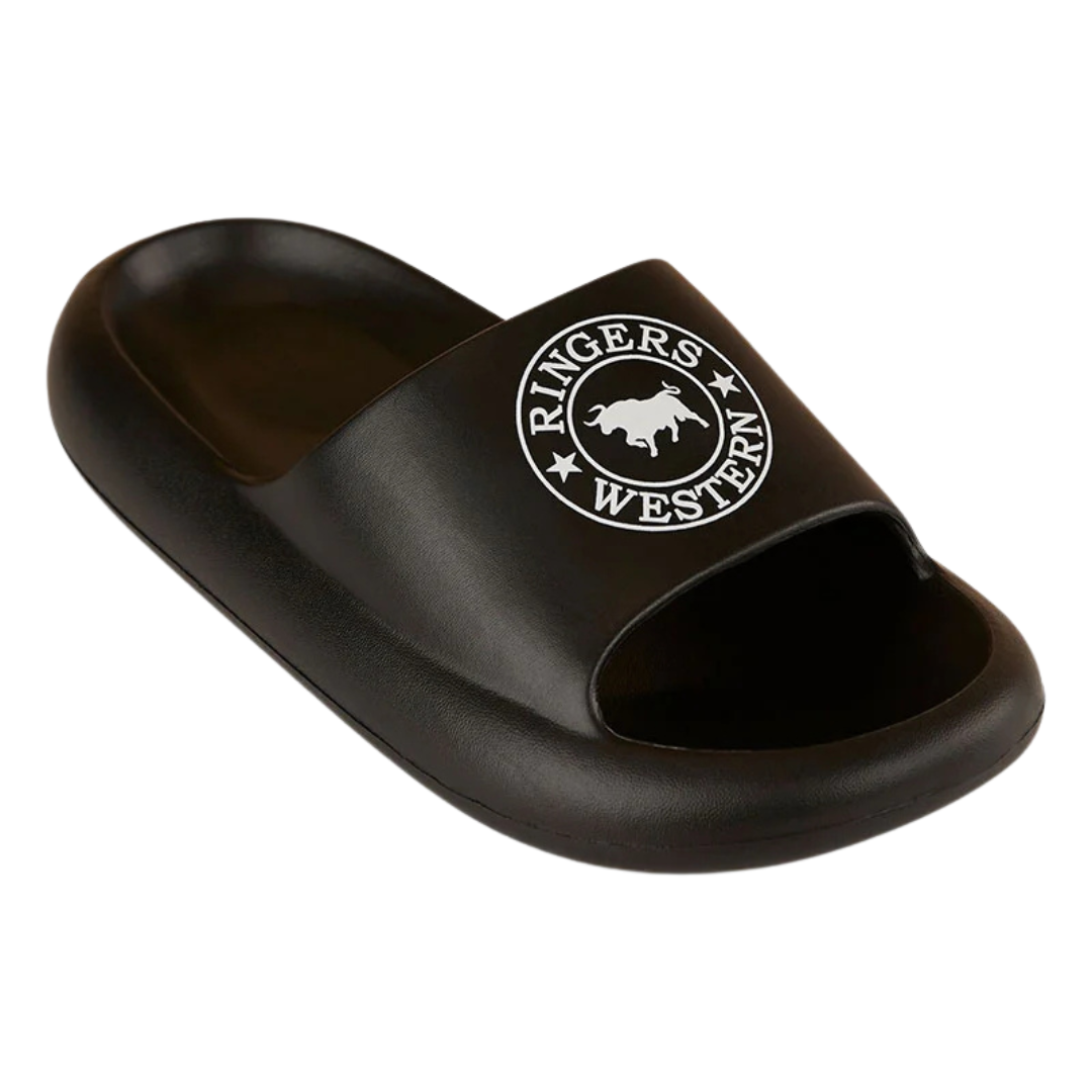Ringers Western Unisex Freshy Sliders (125089RW) Black With White Print