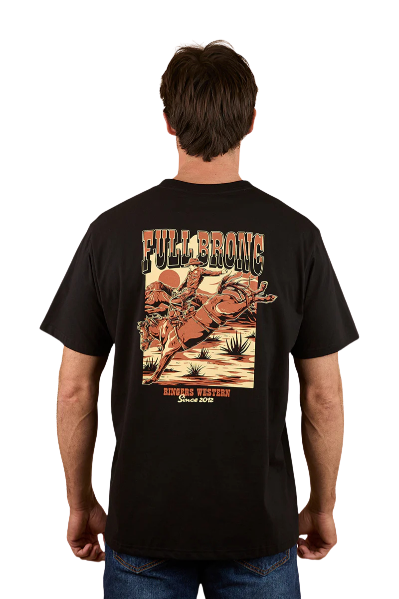 Ringers Western Mens Full Bronc Loose Fit S/S Tee (125028RW) Black