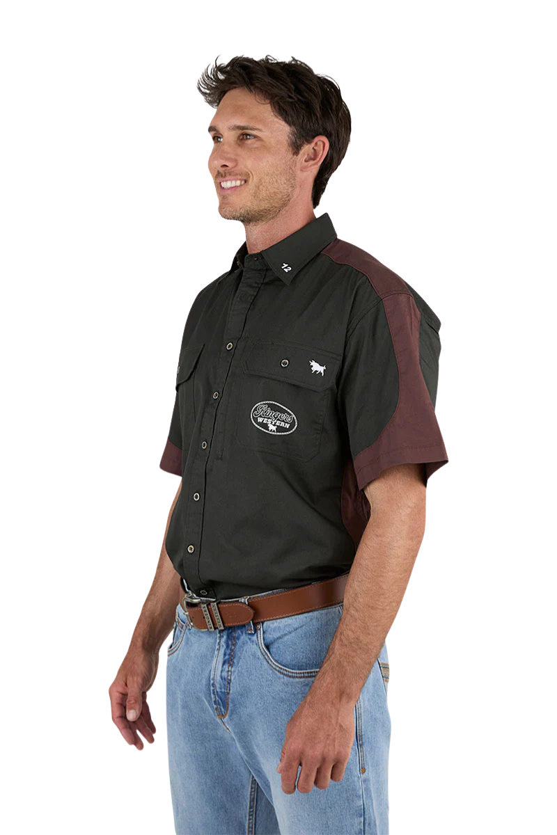 Ringers Western Mens Back Roads S/S Work Shirt (125007RW) Charcoal