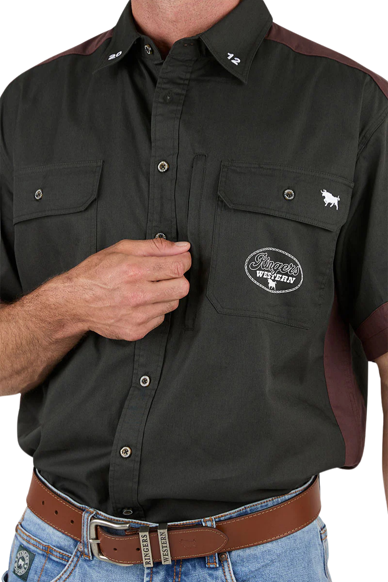 Ringers Western Mens Back Roads S/S Work Shirt (125007RW) Charcoal