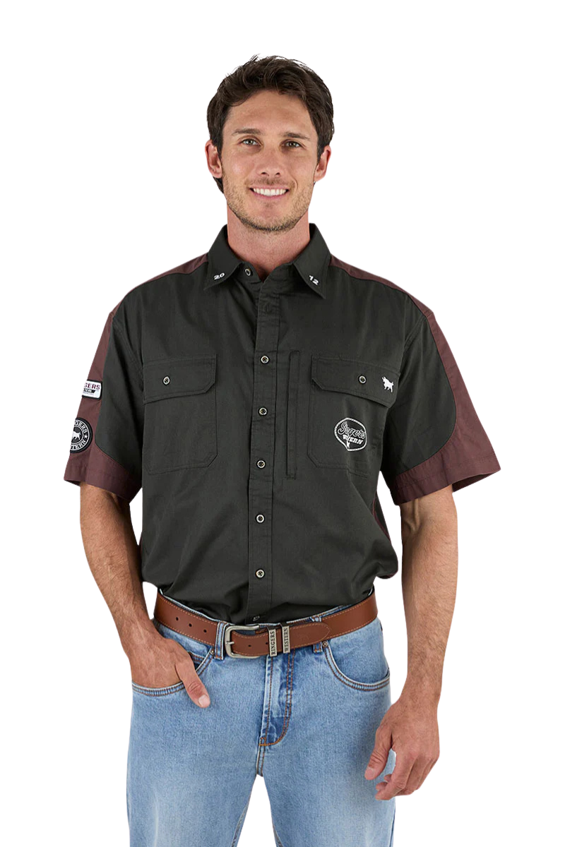 Ringers Western Mens Back Roads S/S Work Shirt (125007RW) Charcoal