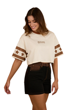 Ringers Western Womens Anywhere Anytime Cropped Oversized S/S Tee (225005RW) Off White