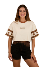 Ringers Western Womens Anywhere Anytime Cropped Oversized S/S Tee (225005RW) Off White