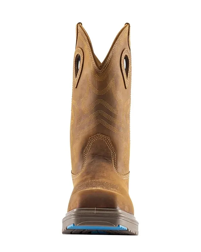 Steel Blue Mens Blue Heeler Safety Square Toe Western Boots (813945) Distressed Brown