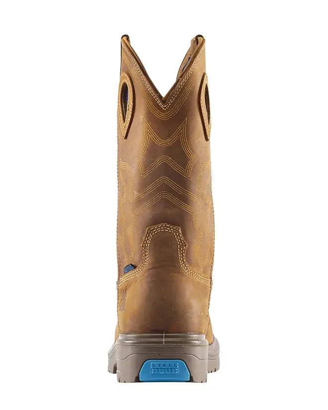 Steel Blue Mens Blue Heeler Safety Square Toe Western Boots (813945) Distressed Brown