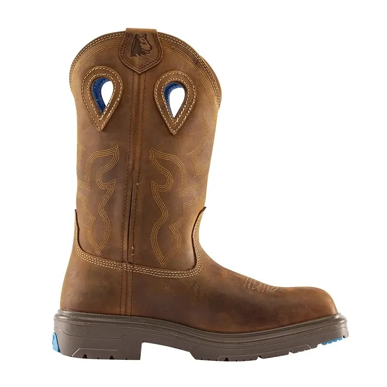 Steel Blue Mens Blue Heeler Safety Square Toe Western Boots (813945) Distressed Brown
