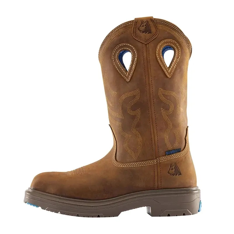 Steel Blue Mens Blue Heeler Safety Square Toe Western Boots (813945) Distressed Brown