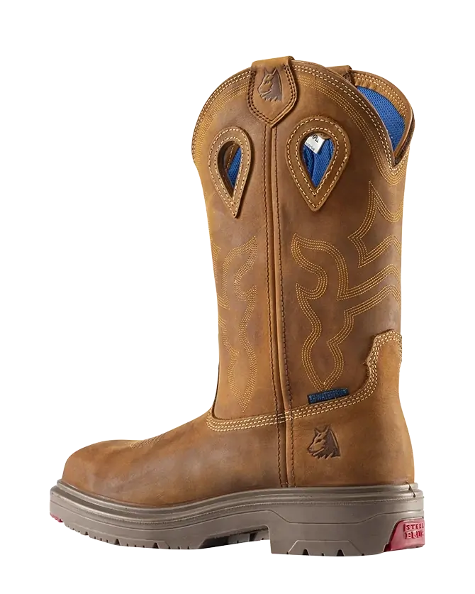 Steel Blue Mens Blue Heeler Soft Square Toe Western Boots (810945) Distressed Brown