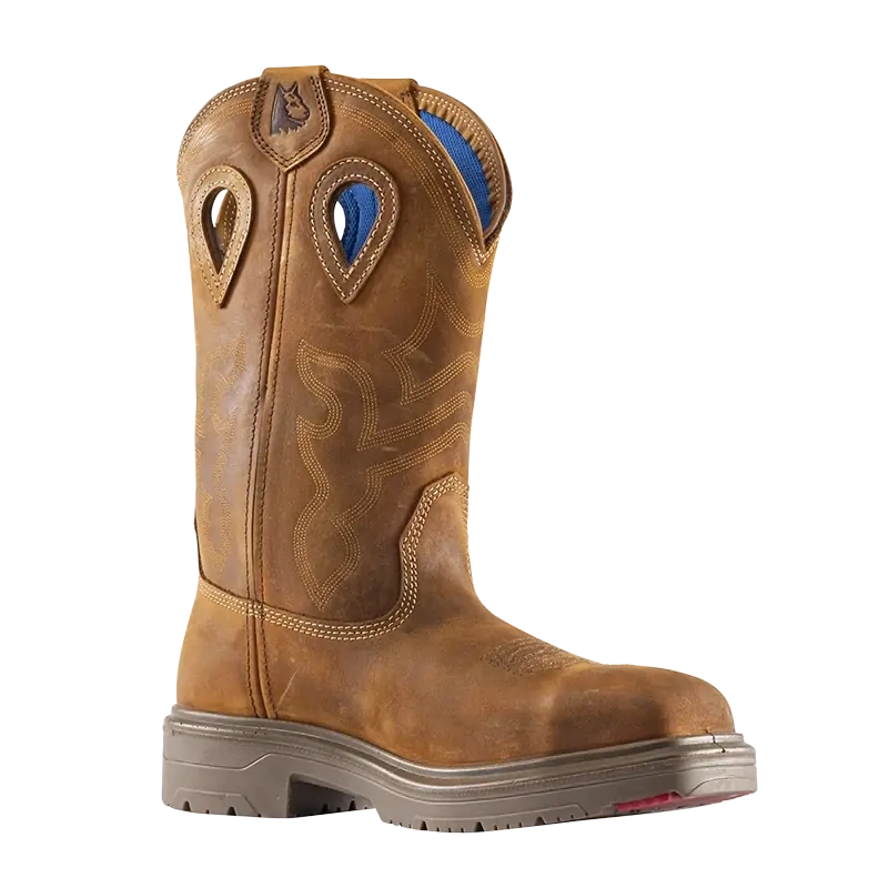 Steel Blue Mens Blue Heeler Soft Square Toe Western Boots (810945) Distressed Brown