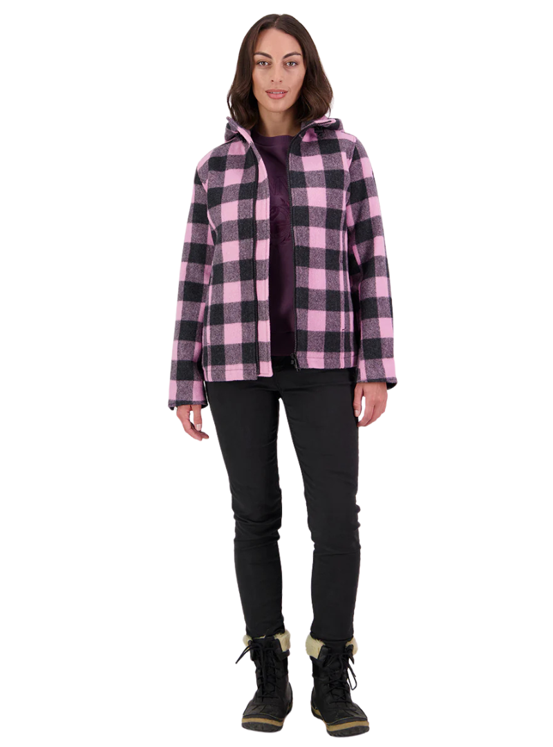 Swanndri Womens Seattle V2 Wool Hoodie (SW244796W) Shadow/Blossom Check