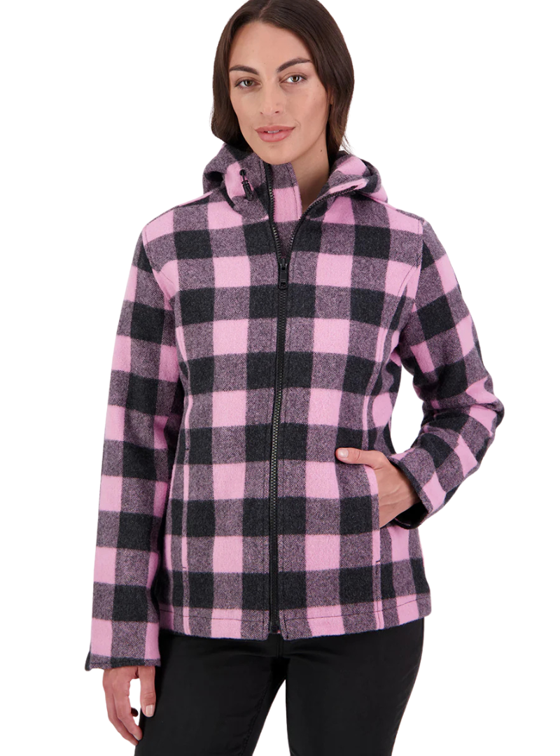 Swanndri Womens Seattle V2 Wool Hoodie (SW244796W) Shadow/Blossom Check