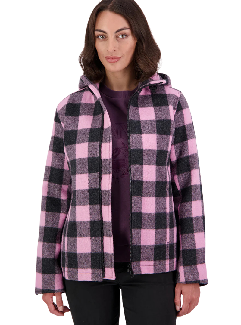 Swanndri Womens Seattle V2 Wool Hoodie (SW244796W) Shadow/Blossom Check
