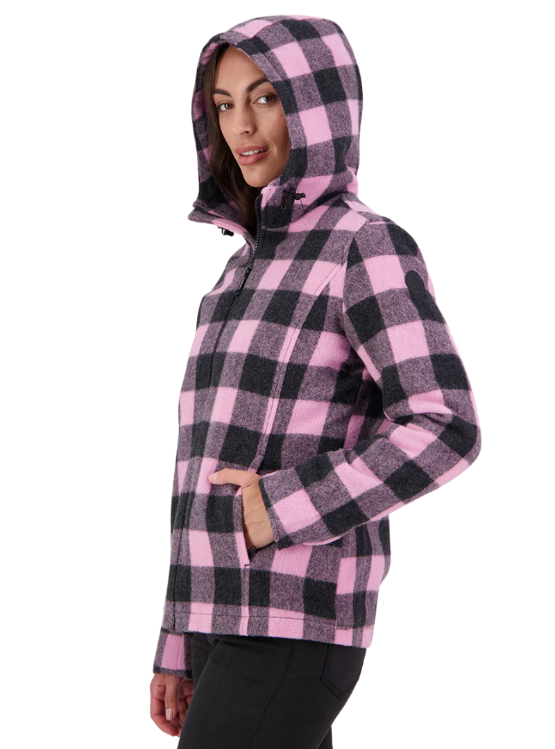 Swanndri Womens Seattle V2 Wool Hoodie (SW244796W) Shadow/Blossom Check