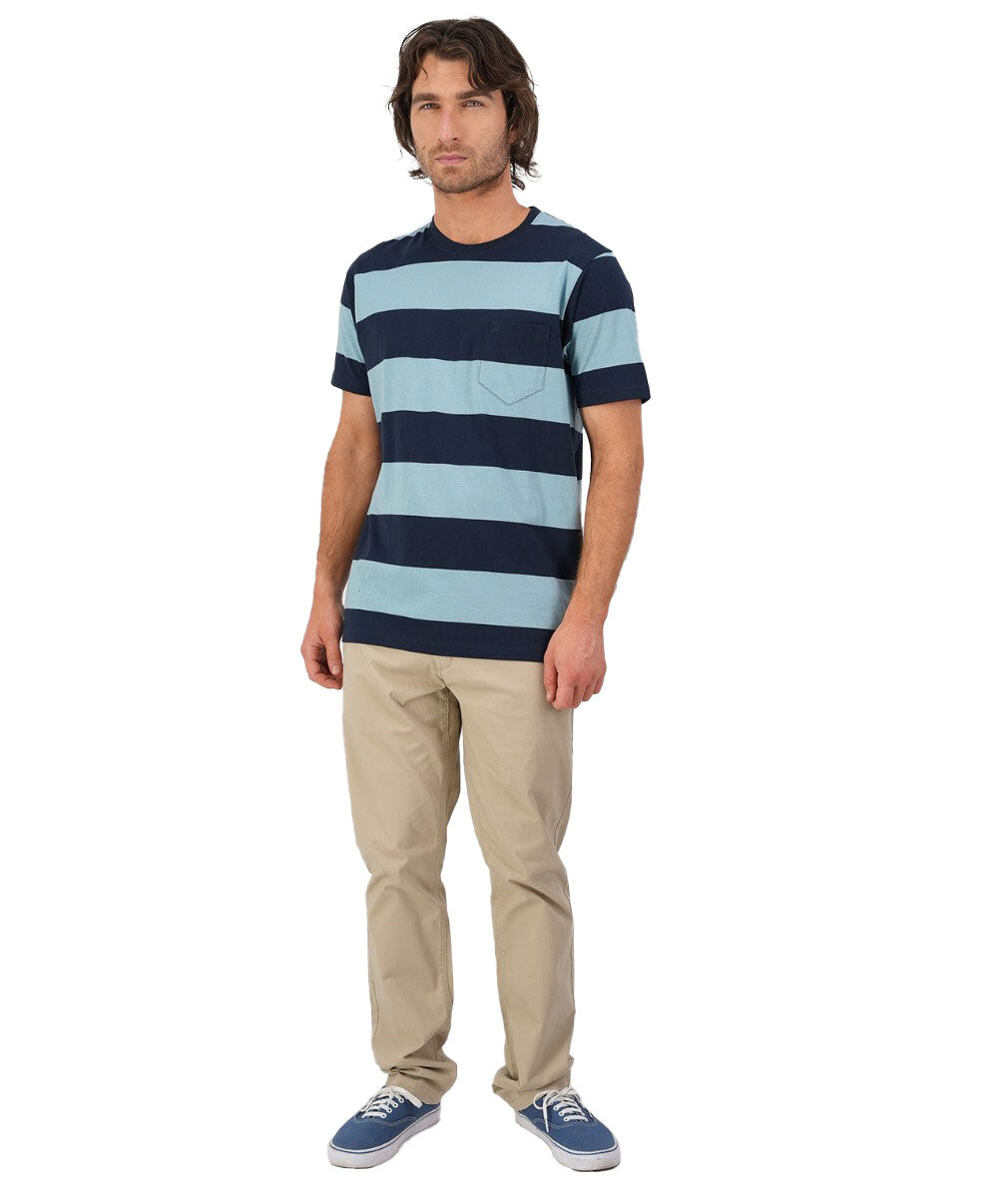 Swanndri Mens Springhill Stripe Tee (SS231720M) Air Force Blue/Navy [SD]