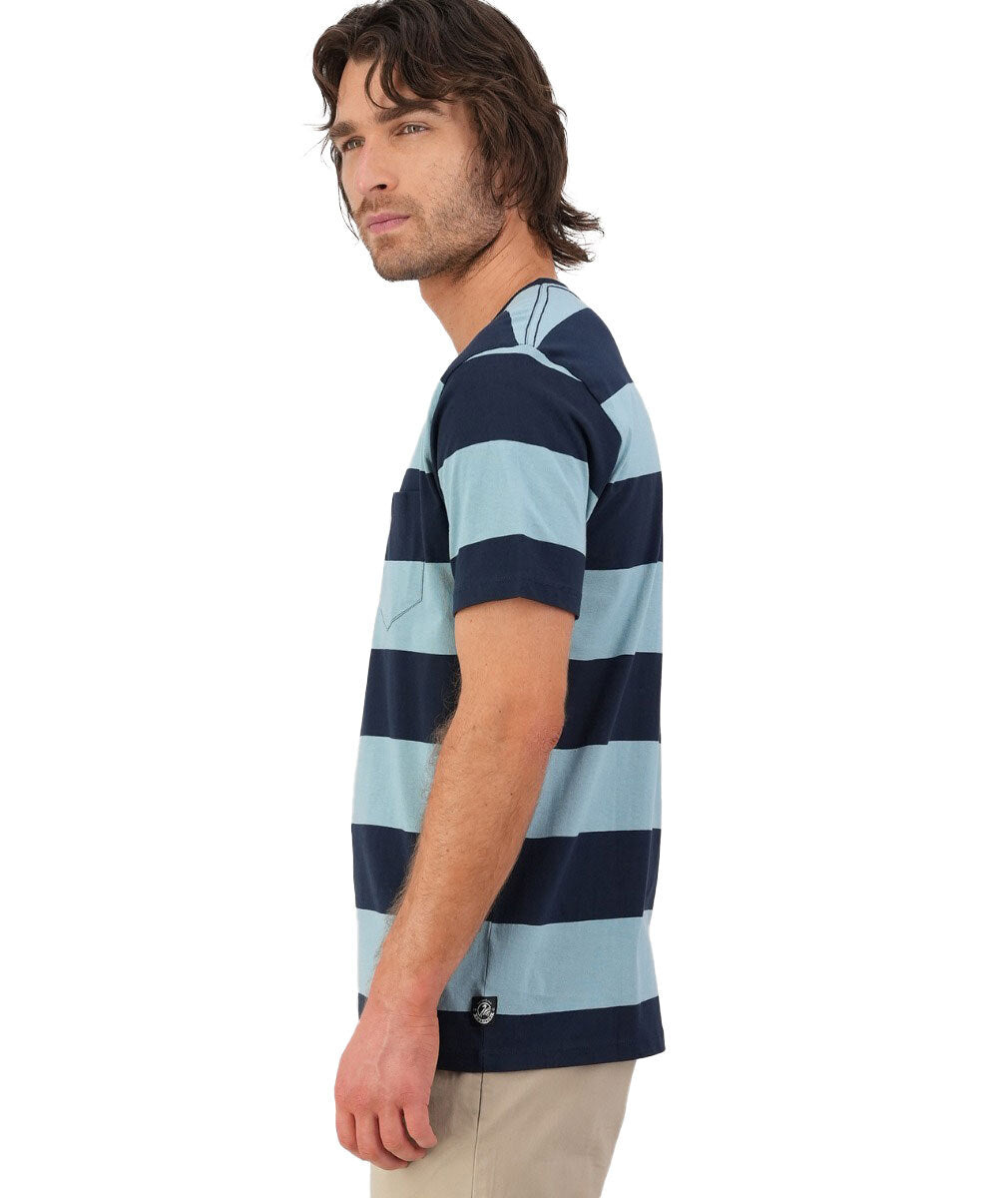Swanndri Mens Springhill Stripe Tee (SS231720M) Air Force Blue/Navy [SD]