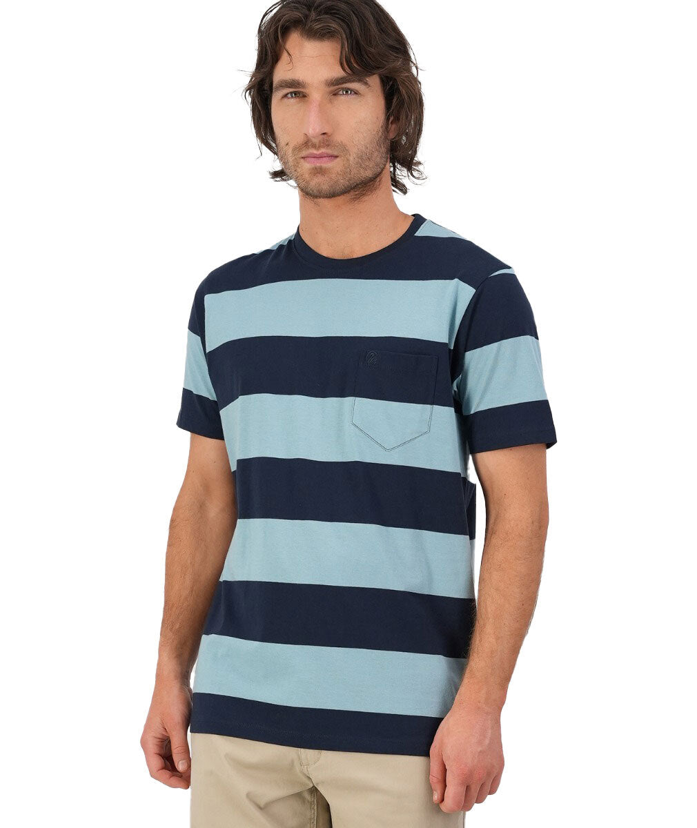 Swanndri Mens Springhill Stripe Tee (SS231720M) Air Force Blue/Navy [SD]