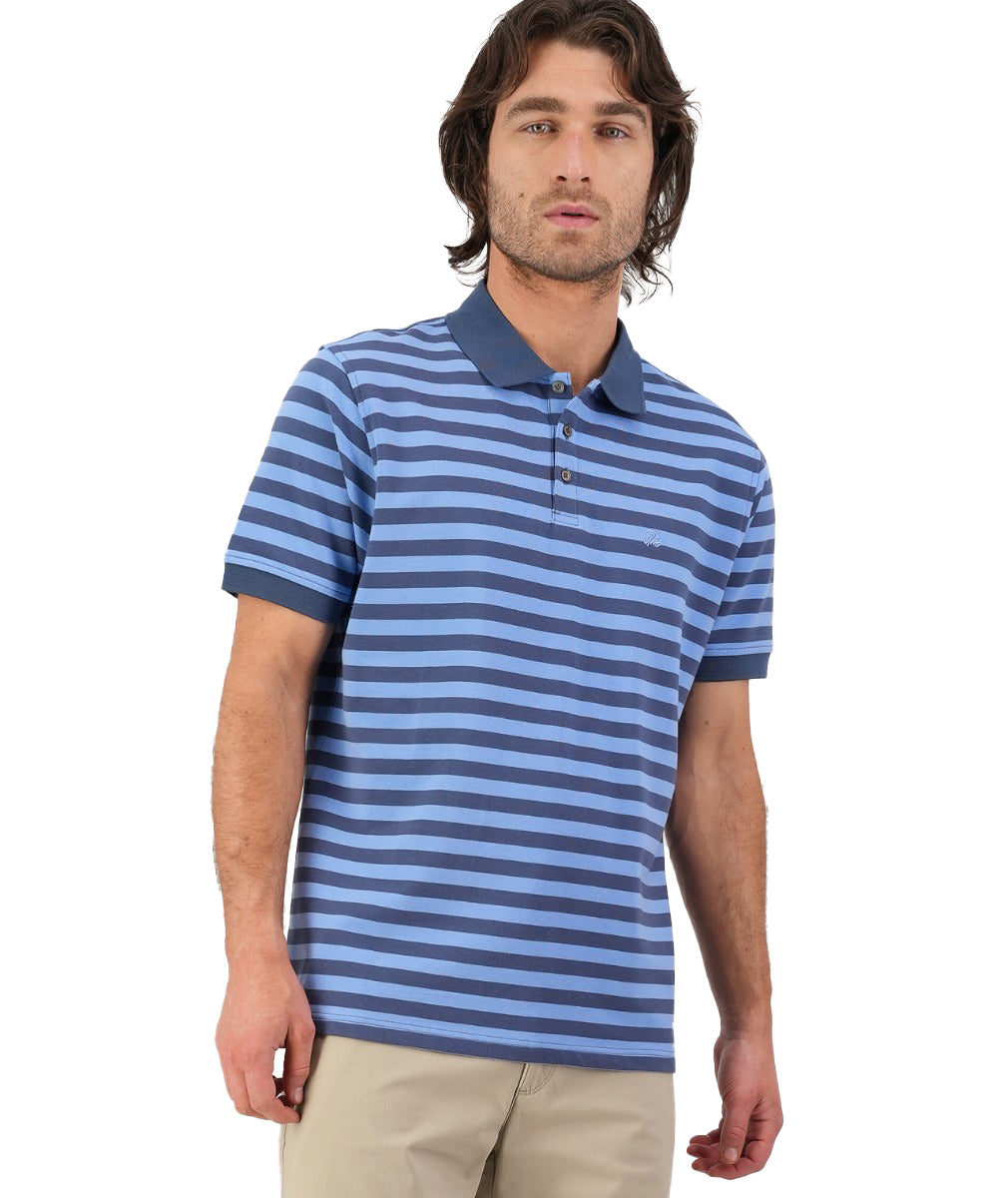 Swanndri Mens Walton Stripe Polo Shirt (SS231701M) Blue/Steel [SD]