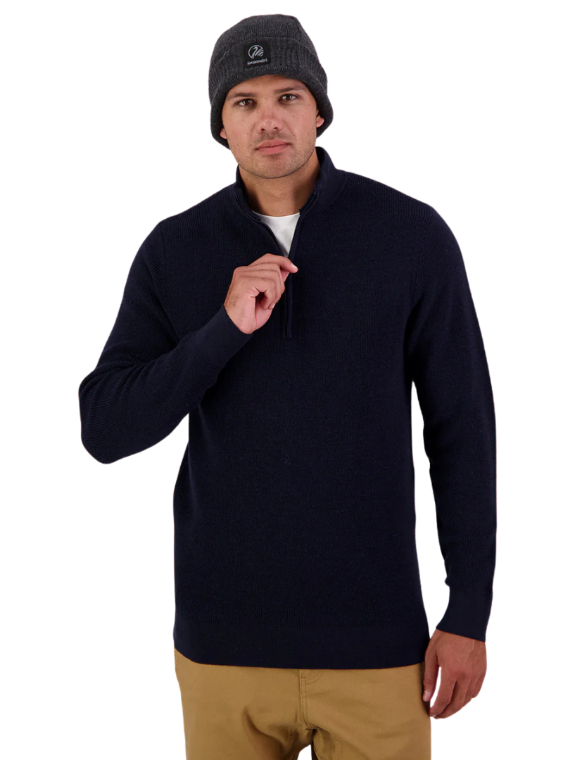 Swanndri Mens Otahu River Quarter Zip Jumper (SW245838M) Navy