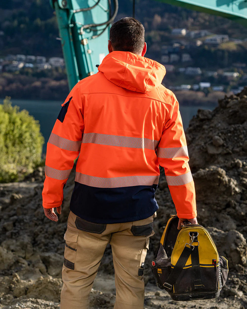 Rainbird Mens Hi Vis Jones Softshell Jacket (8634) Fluoro Orange/Navy