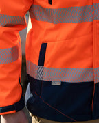 Rainbird Mens Hi Vis Jones Softshell Jacket (8634) Fluoro Orange/Navy
