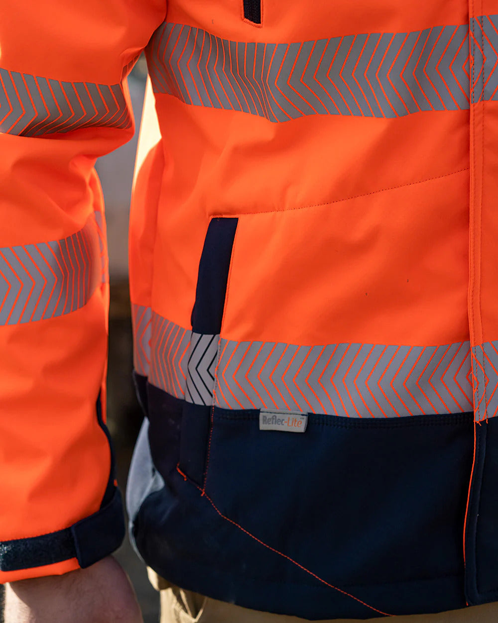 Rainbird Mens Hi Vis Jones Softshell Jacket (8634) Fluoro Orange/Navy